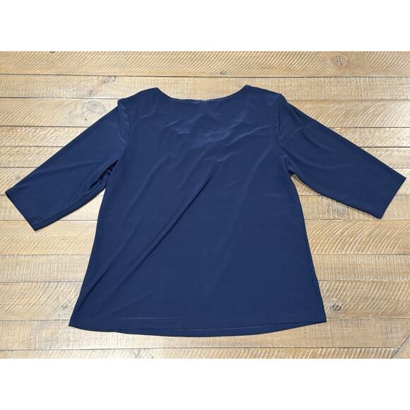 Per Seption Petite PL Navy Top Tie Front - Petite Size L - Picture 4 of 7